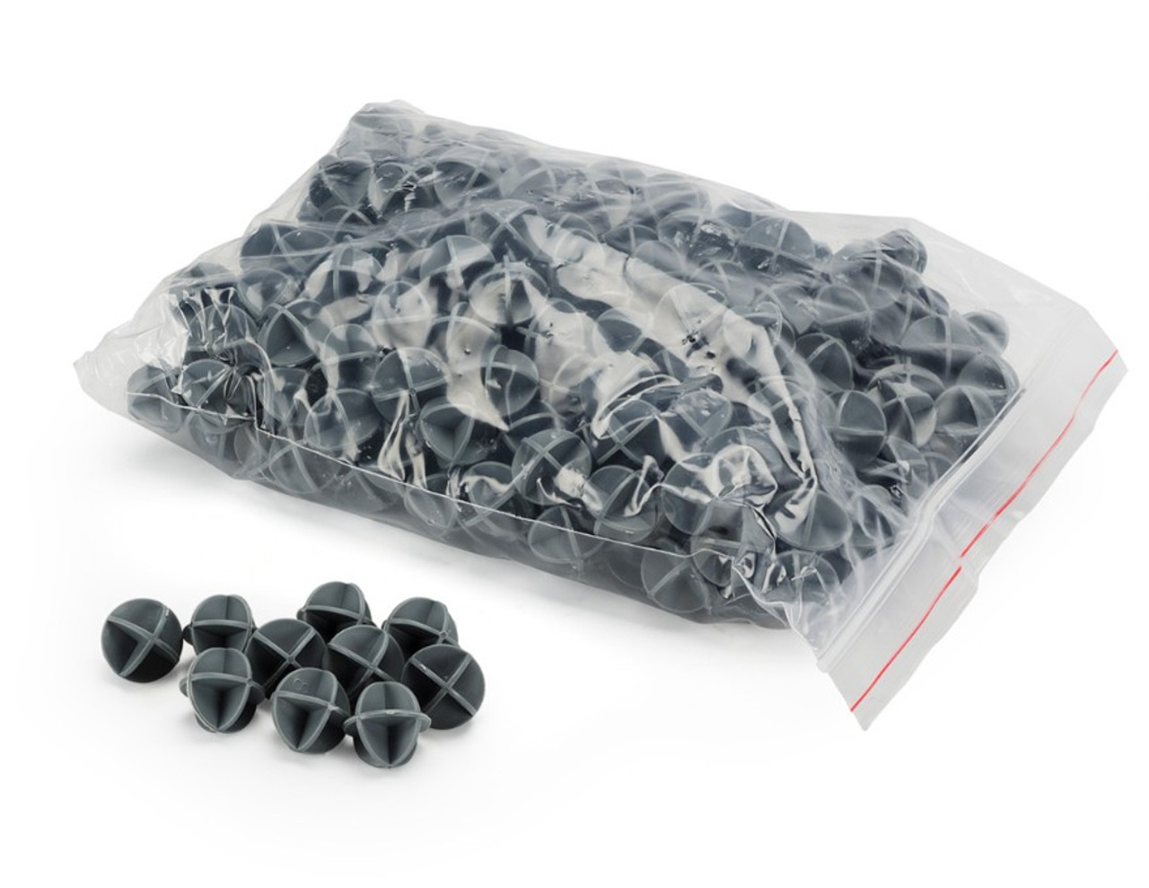 Top-down view of the UltraKlean BioBalls (QTY 250), highlighting the arrangement of bio-media balls inside the packaging, designed to enhance water filtration.