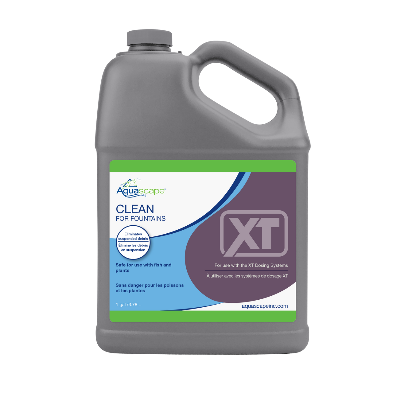 Front view of the Clean XT 64 oz bottle, showing the product label, treatment capacity, and clear dosage instructions.