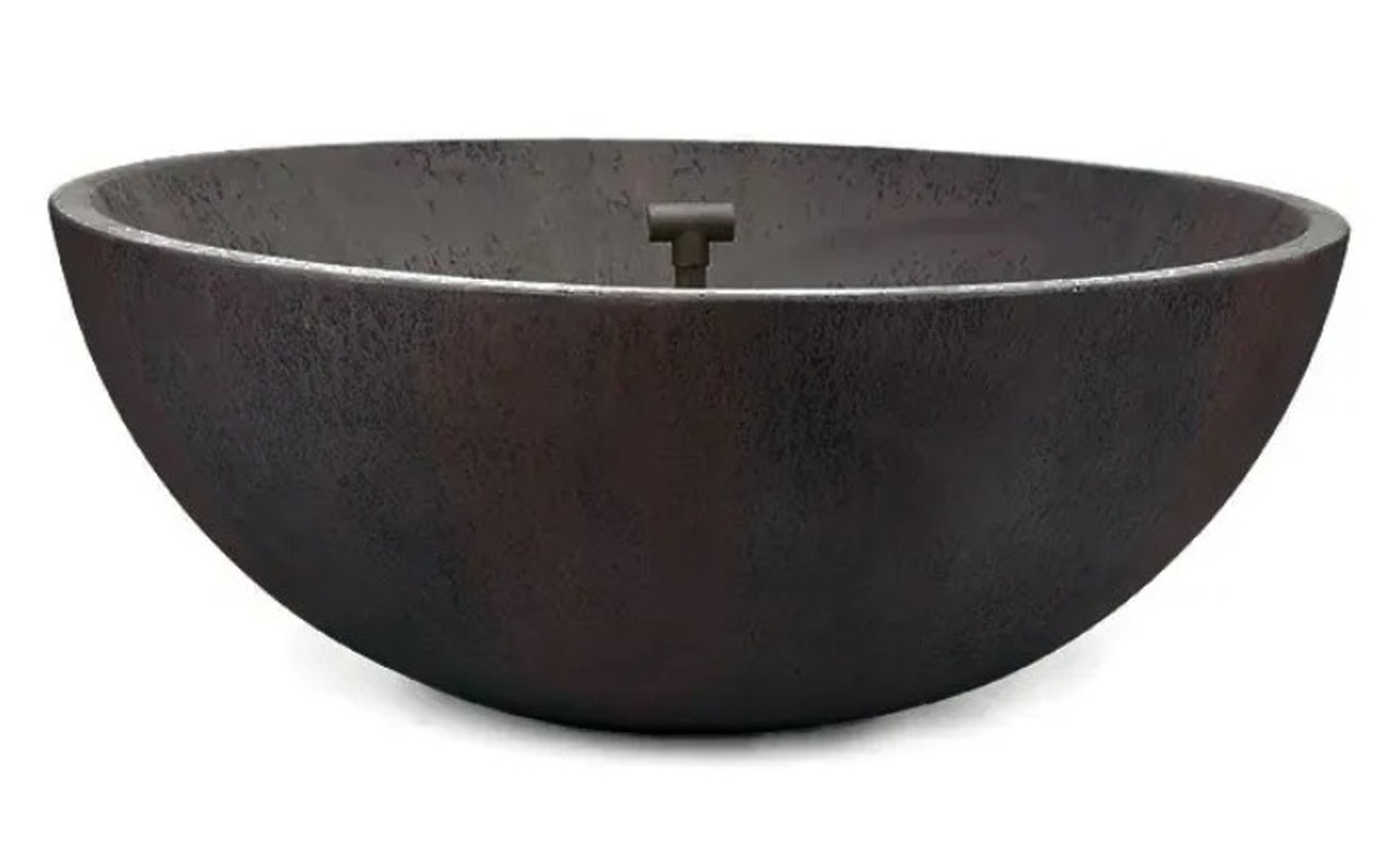 Front view of the 40-inch iron ore spillway basin showing its round bowl shape and dark textured metallic finish.