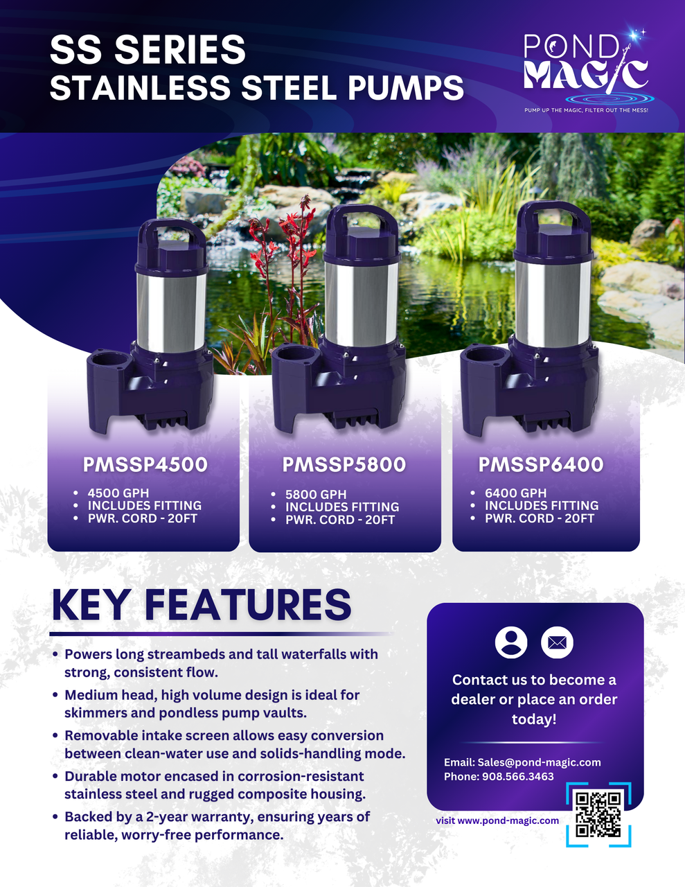 Pond Magic Stainless Steel Pumps- 3 size options