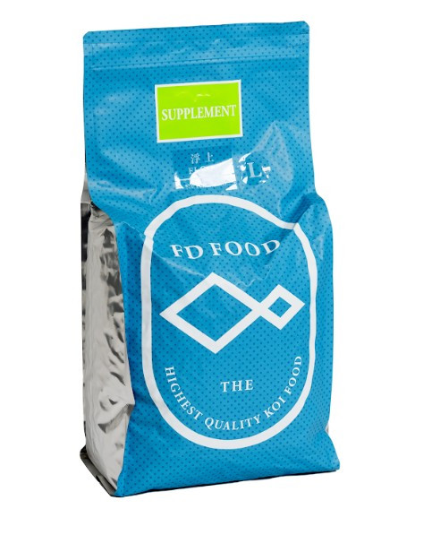 Front view – FD Supplement Float Large 3kg koi food bag with bold branding and koi graphic.