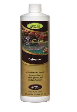 EasyPro Defoamer bottle for eliminating foam in ponds, fountains, and water features.