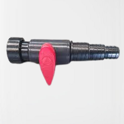Profile angle displaying valve body shape, connection ends, and handle orientation. Profile angle displaying valve body shape, connection ends, and handle orientation.