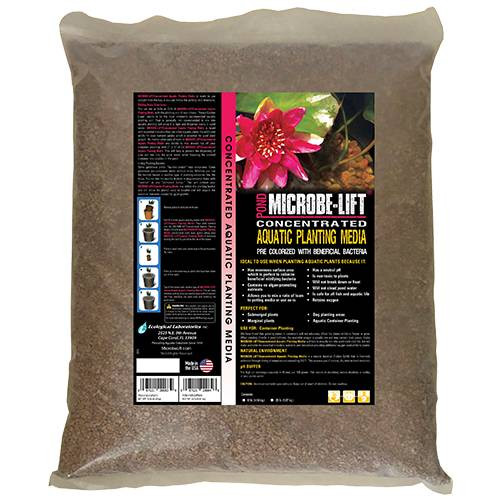 Front view of 20 lb. Microbe-Lift Concentrated Aquatic Planting Media bag designed to promote healthy plant growth in ponds and water gardens. Front view of 20 lb. Microbe-Lift Concentrated Aquatic Planting Media bag designed to promote healthy plant growth in ponds and water gardens.