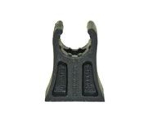 Front view of a 12 mm pipe clip showing a U-shaped cradle sized for 12 mm airline with a flat mounting base. Front view of a 12 mm pipe clip showing a U-shaped cradle sized for 12 mm airline with a flat mounting base.