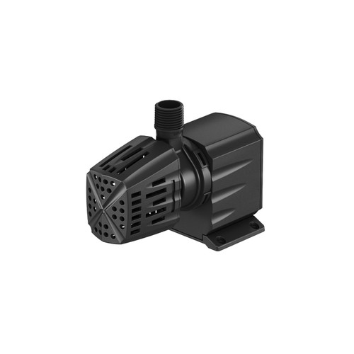 MD-Series pond pump with protective intake cover and threaded outlet, angled front view. MD-Series pond pump with protective intake cover and threaded outlet, angled front view.