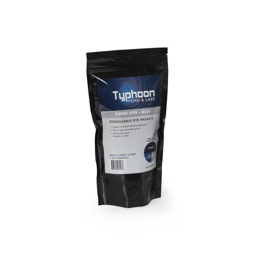 Single package of Typhoon Pond & Lake Pond Dye Blue dissolvable dye packets. Single package of Typhoon Pond & Lake Pond Dye Blue dissolvable dye packets.
