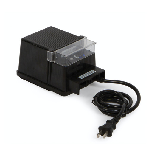 Black 60-watt transformer with power cord and protective cover. Black 60-watt transformer with power cord and protective cover.
