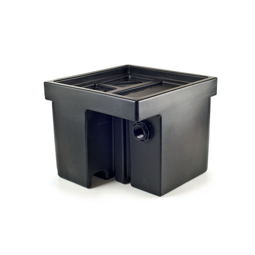 Black formal spillway basin for 12-inch spillways, 18-gallon capacity. Black formal spillway basin for 12-inch spillways, 18-gallon capacity.