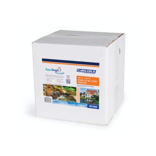 Carlisle AquaTough 45 mil EPDM pond liner boxed for easy transport and installation. Carlisle AquaTough 45 mil EPDM pond liner boxed for easy transport and installation.