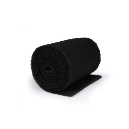 Rolled black splash mat filter for custom water feature installations. Rolled black splash mat filter for custom water feature installations.