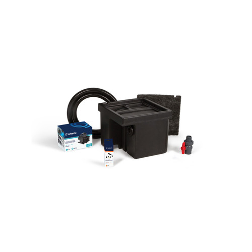 Complete pond-free waterfall kit including pump, spillway, filter, hose, fittings, and installation accessories. Complete pond-free waterfall kit including pump, spillway, filter, hose, fittings, and installation accessories.