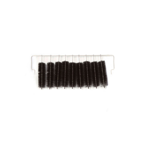 Black pond filter brush panel with sturdy bristles, designed for trapping debris in skimmers and biological filters. Black pond filter brush panel with sturdy bristles, designed for trapping debris in skimmers and biological filters.