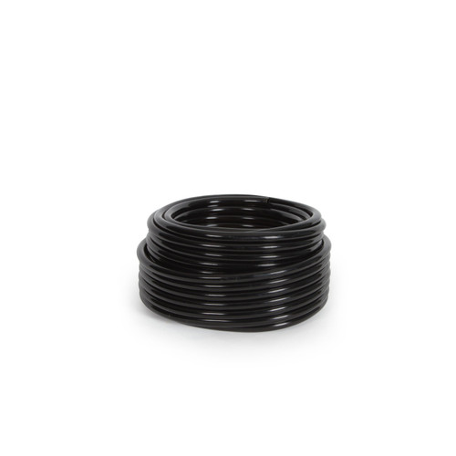 Coiled black flexible tubing for pond or garden water feature installations. Coiled black flexible tubing for pond or garden water feature installations.