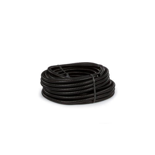 Coil of flexible black corrugated tubing used for pond, fountain, or water feature plumbing connections. Coil of flexible black corrugated tubing used for pond, fountain, or water feature plumbing connections.