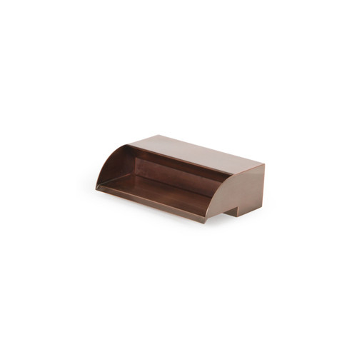 Copper-colored rectangular water spillway for ponds and fountains, designed for smooth cascading water flow. Copper-colored rectangular water spillway for ponds and fountains, designed for smooth cascading water flow.