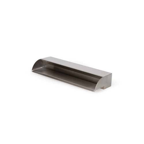 Stainless steel spillway for creating smooth sheet-style waterfalls in ponds and water features. Stainless steel spillway for creating smooth sheet-style waterfalls in ponds and water features.