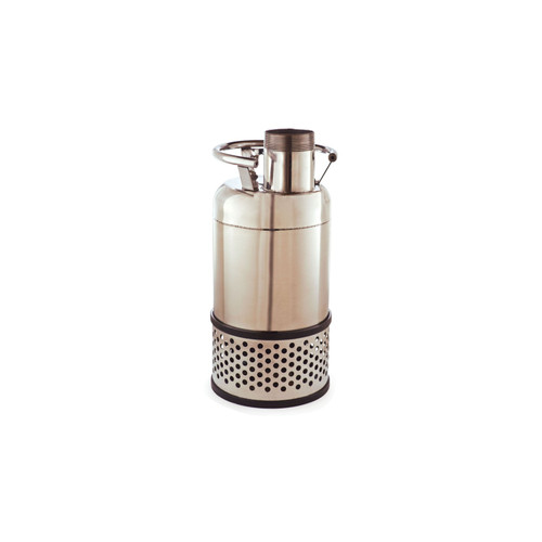 Stainless steel submersible pump with perforated intake base for pond and water feature applications. Stainless steel submersible pump with perforated intake base for pond and water feature applications.