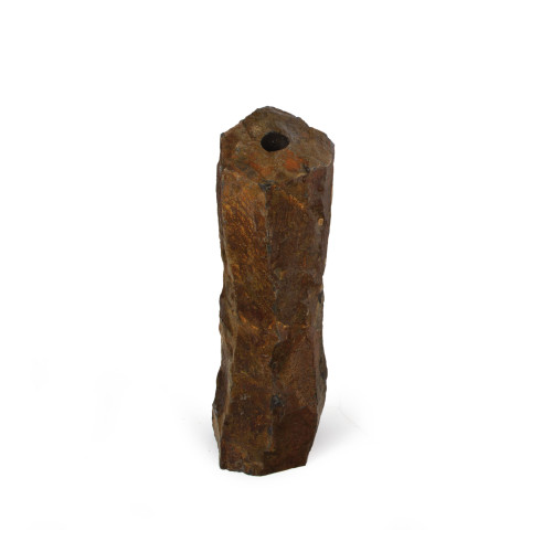 A detailed front view of a natural basalt column showcasing its hexagonal structure. A detailed front view of a natural basalt column showcasing its hexagonal structure.