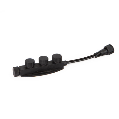 Side profile of the WW Block Splitter - 4-Outlet, highlighting the even spacing of outlets and the sturdy construction. Side profile of the WW Block Splitter - 4-Outlet, highlighting the even spacing of outlets and the sturdy construction.