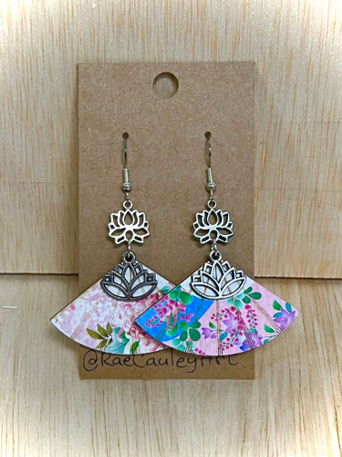 Lucky Koi Japanese Lotus Fan Earrings Lucky Koi Japanese Lotus Fan Earrings