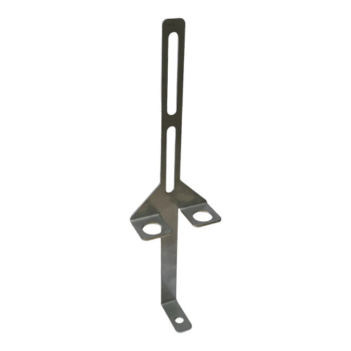 Bracket with two levels for holding probes. Upper level has 2 probe-holding holes and lower level has one smaller hole for low level switch Bracket with two levels for holding probes. Upper level has 2 probe-holding holes and lower level has one smaller hole for low level switch