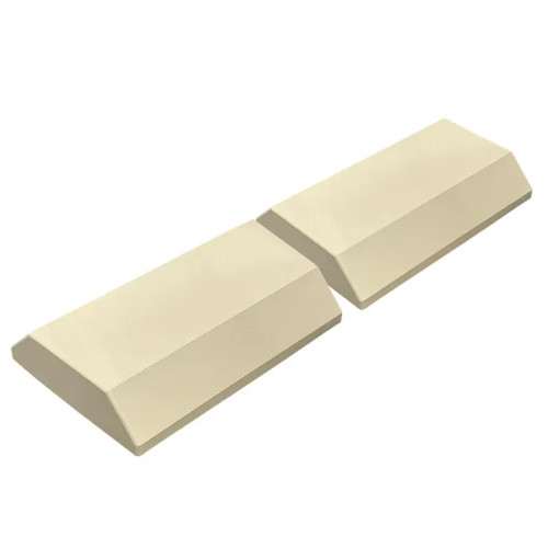 Two beige trapezoidal lids tandem; Longer lid dimensions: 58.3 x 39.4 x 5.3 inches
Shorter lid dimensions: 47.8 x 39.4 x 5.3 inches Two beige trapezoidal lids tandem; Longer lid dimensions: 58.3 x 39.4 x 5.3 inches
Shorter lid dimensions: 47.8 x 39.4 x 5.3 inches