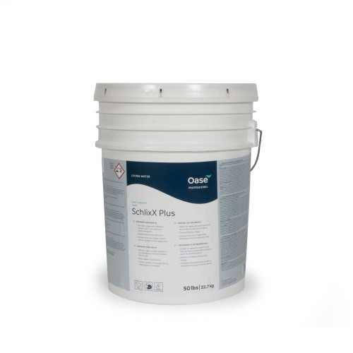 Oase SchlixX Plus 50 lb. pond treatment reduces sludge, algae, and excess nutrients, promoting clear water and a healthier aquatic ecosystem for large ponds. Oase SchlixX Plus 50 lb. pond treatment reduces sludge, algae, and excess nutrients, promoting clear water and a healthier aquatic ecosystem for large ponds.