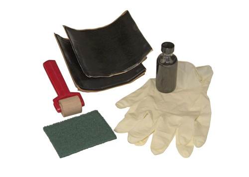 QuickSeam Repair Kit Contents – Contents of the QuickSeam Repair Kit including patches, adhesive, and tools.