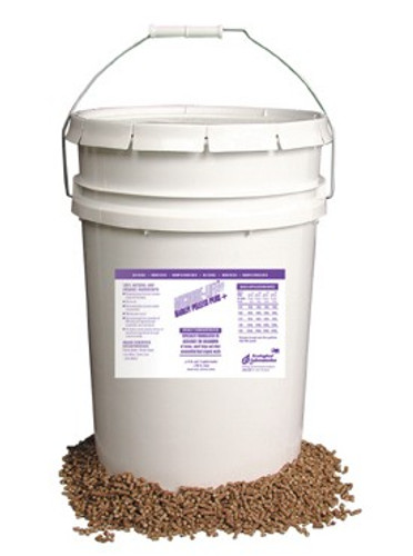 Front view of 25 lb. pail of MICROBE-LIFT Barley Straw Pellets Plus, displaying the product name, weight, and key benefits on the label. Front view of 25 lb. pail of MICROBE-LIFT Barley Straw Pellets Plus, displaying the product name, weight, and key benefits on the label.
