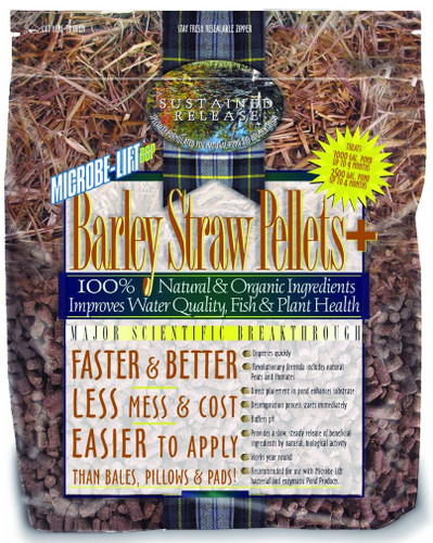 Front view of MICROBE-LIFT Barley Straw Pellets Plus 4.4 lb. package, showcasing the product name, weight, and primary benefits on the label. Front view of MICROBE-LIFT Barley Straw Pellets Plus 4.4 lb. package, showcasing the product name, weight, and primary benefits on the label.