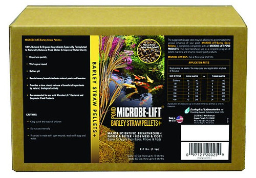 Front view of MICROBE-LIFT Barley Straw Pellets Plus 40 lb. bag, showcasing the product name, weight, and key benefits on the label. Front view of MICROBE-LIFT Barley Straw Pellets Plus 40 lb. bag, showcasing the product name, weight, and key benefits on the label.