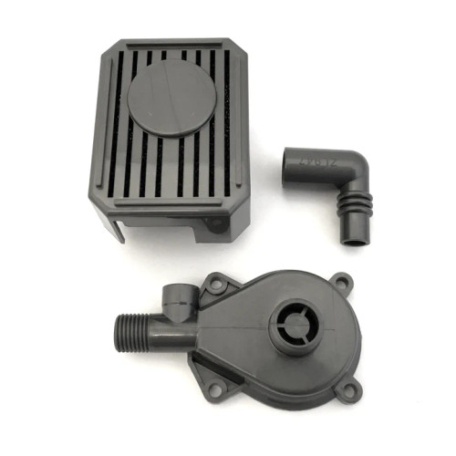 Side view of the Pre-Filter and Impeller Covers, highlighting the durable exterior and snug fit. Side view of the Pre-Filter and Impeller Covers, highlighting the durable exterior and snug fit.