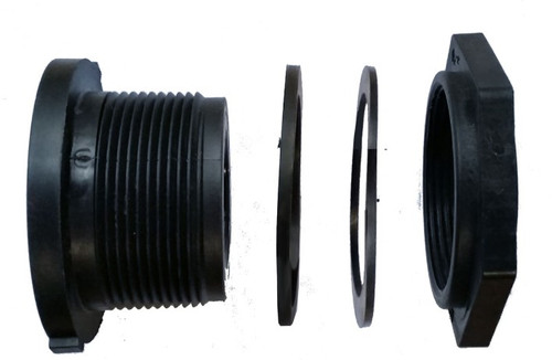 Close-up view of the Bulkhead Fitting, focusing on the detailed threads and rubber seal that prevent leaks and provide a secure attachment. Close-up view of the Bulkhead Fitting, focusing on the detailed threads and rubber seal that prevent leaks and provide a secure attachment.