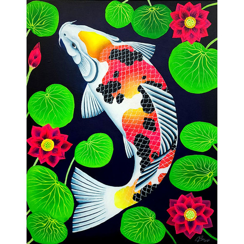 Florescent Sanke Koi acrylic on canvas 18x24" Florescent Sanke Koi acrylic on canvas 18x24"