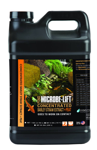 Close-up of the MICROBE-LIFT Barley Straw Extract & Peat 55-gallon drum label, highlighting the product name. Close-up of the MICROBE-LIFT Barley Straw Extract & Peat 55-gallon drum label, highlighting the product name.