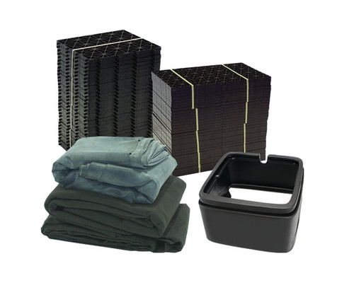 Aquascape 2500-Gallon Water Storage Kit integrated into a sustainable landscaping project. Aquascape 2500-Gallon Water Storage Kit integrated into a sustainable landscaping project.