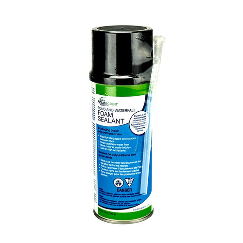 Pond and Waterfall Foam Sealant 12 oz ��� Black expanding foam for rock placement. Pond and Waterfall Foam Sealant 12 oz ��� Black expanding foam for rock placement.