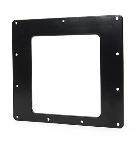 Side view of the Signature Series 1000 Pond Skimmer Exterior Liner Plate, highlighting its shape and pre-drilled holes for easy installation. Side view of the Signature Series 1000 Pond Skimmer Exterior Liner Plate, highlighting its shape and pre-drilled holes for easy installation.