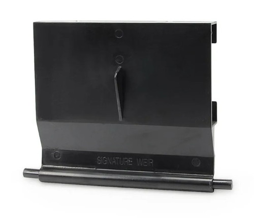 Side view of the Signature Series 6.0 Pond Skimmer Weir - 6", highlighting its sleek design and adjustable mechanism for controlling water intake. Side view of the Signature Series 6.0 Pond Skimmer Weir - 6", highlighting its sleek design and adjustable mechanism for controlling water intake.