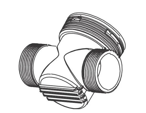 Angled illustration of the UltraKlear tee fitting, highlighting its durable material and design, which enables efficient directional water flow in filtration or pond systems. Angled illustration of the UltraKlear tee fitting, highlighting its durable material and design, which enables efficient directional water flow in filtration or pond systems.