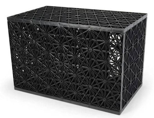 "Angled view of the AquaBlox Water Matrix Bulk Pallet, demonstrating the easy-to-handle pallet design and the high-density water matrix blocks that improve water storage and filtration efficiency. "Angled view of the AquaBlox Water Matrix Bulk Pallet, demonstrating the easy-to-handle pallet design and the high-density water matrix blocks that improve water storage and filtration efficiency.