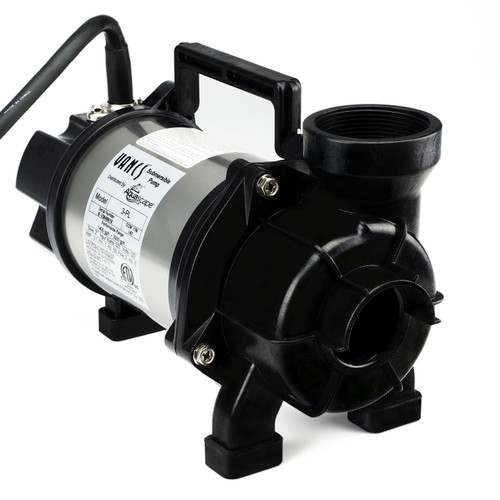 Angled view of the Solids-Handling Pond Pump, showing its efficient and rugged design that allows for long-lasting performance in pond systems where solids and debris need to be moved without clogging. Angled view of the Solids-Handling Pond Pump, showing its efficient and rugged design that allows for long-lasting performance in pond systems where solids and debris need to be moved without clogging.
