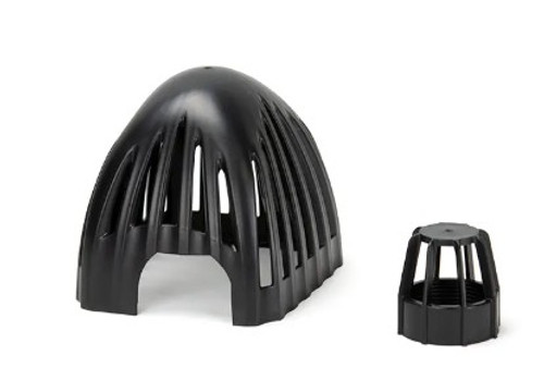 Side perspective of the EcoWave Intake Screen, showing its curved profile and durable plastic construction for long-lasting performance in pond environments. Side perspective of the EcoWave Intake Screen, showing its curved profile and durable plastic construction for long-lasting performance in pond environments.