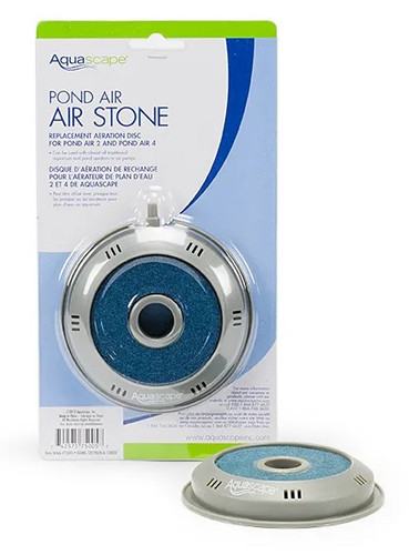 Pond Aerator Aeration Disc in original packaging, showing product label, size, and compatibility information for use with pond aeration systems. Pond Aerator Aeration Disc in original packaging, showing product label, size, and compatibility information for use with pond aeration systems.