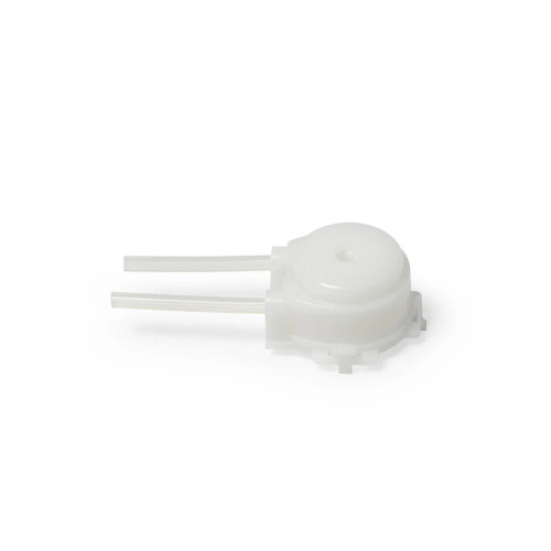 Side perspective of the pump cartridge, showing the compact design and molded tabs for easy installation and removal. Side perspective of the pump cartridge, showing the compact design and molded tabs for easy installation and removal.