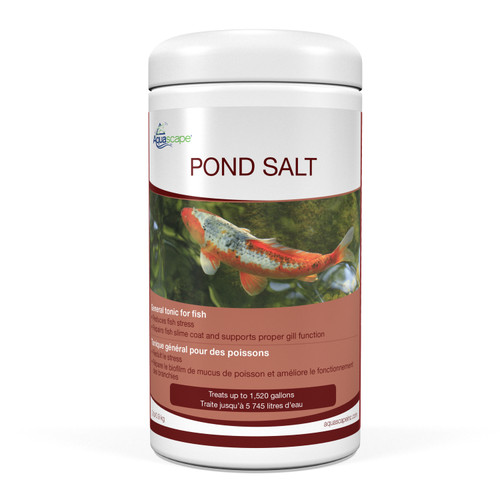 Front view of Pond Salt container – 2 lb (0.9 kg) with clear label and product branding visible. Front view of Pond Salt container – 2 lb (0.9 kg) with clear label and product branding visible.