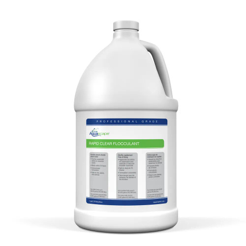 Front view of Rapid Clear Flocculant Professional Grade – 1 gallon (3.78 L) container with bold product label and branding prominently displayed. Front view of Rapid Clear Flocculant Professional Grade – 1 gallon (3.78 L) container with bold product label and branding prominently displayed.