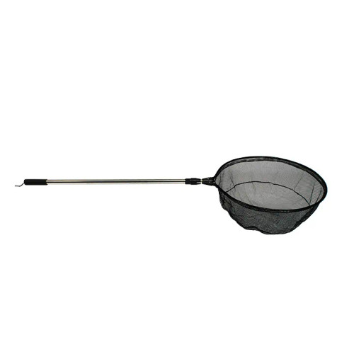 Side profile of Professional Fish Net with Extendable Handle, displaying the length of the handle and netting structure. Side profile of Professional Fish Net with Extendable Handle, displaying the length of the handle and netting structure.