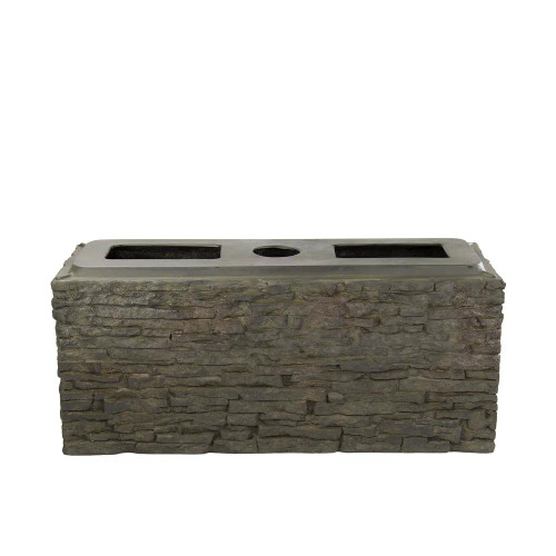 Front view of Stacked Slate Wall Base-Straight – 13" H (33 cm), showcasing the sleek straight design, textured slate appearance, and compact height. Front view of Stacked Slate Wall Base-Straight – 13" H (33 cm), showcasing the sleek straight design, textured slate appearance, and compact height.